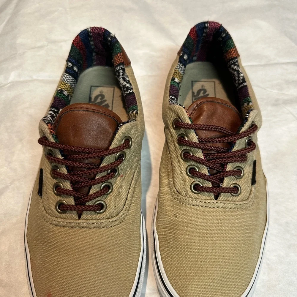 Vans Tan Canvas Sneakers with Brown Accents